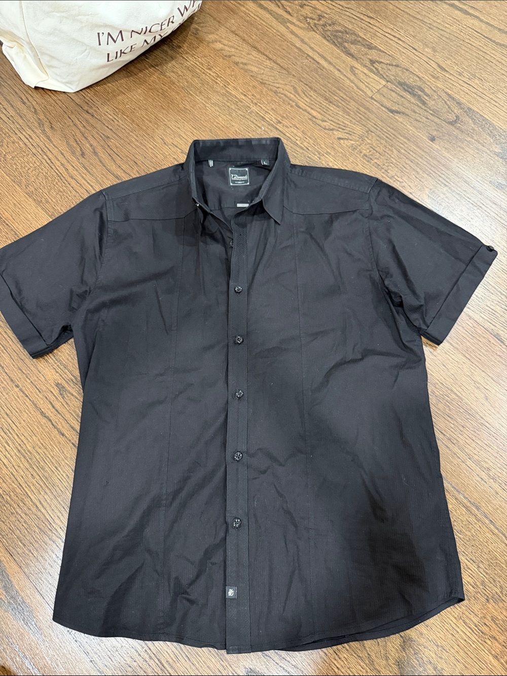 7 Diamonds Men's Black Short-Sleeve Button-Up Shirt